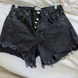 Agolde Charcoal Frayed Hem Jean Shorts